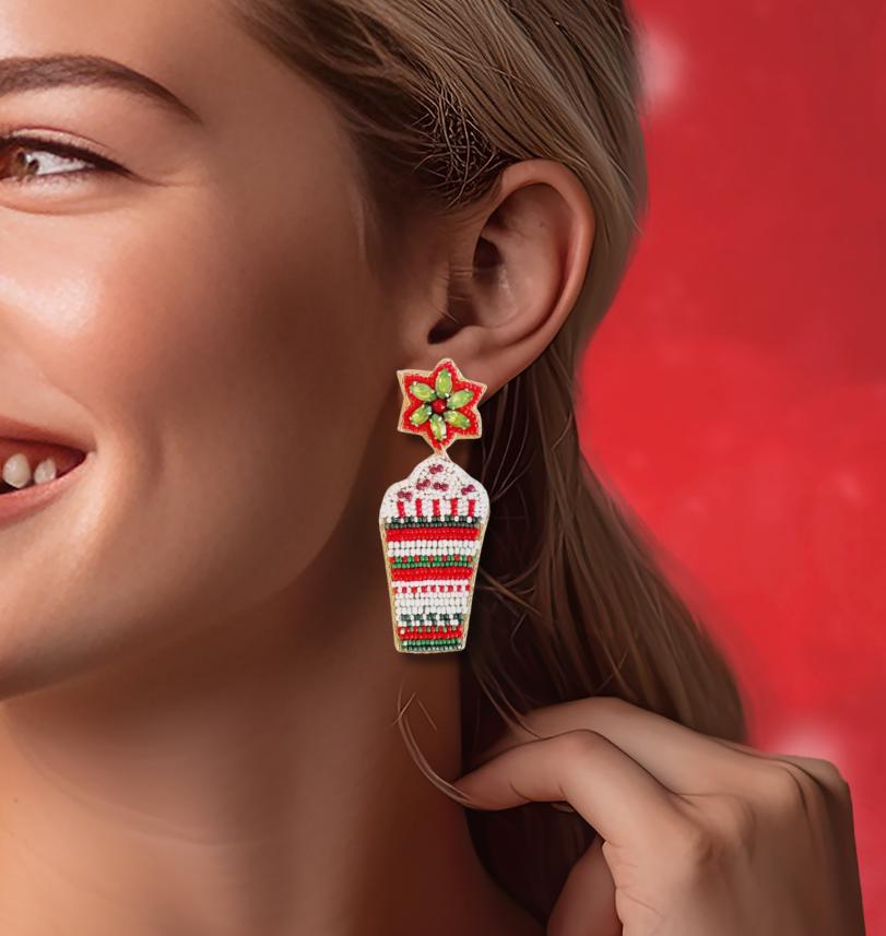 Christmas Coffee Cup Earrings