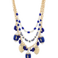 Game Day Football Charm Necklace - Blue and White
