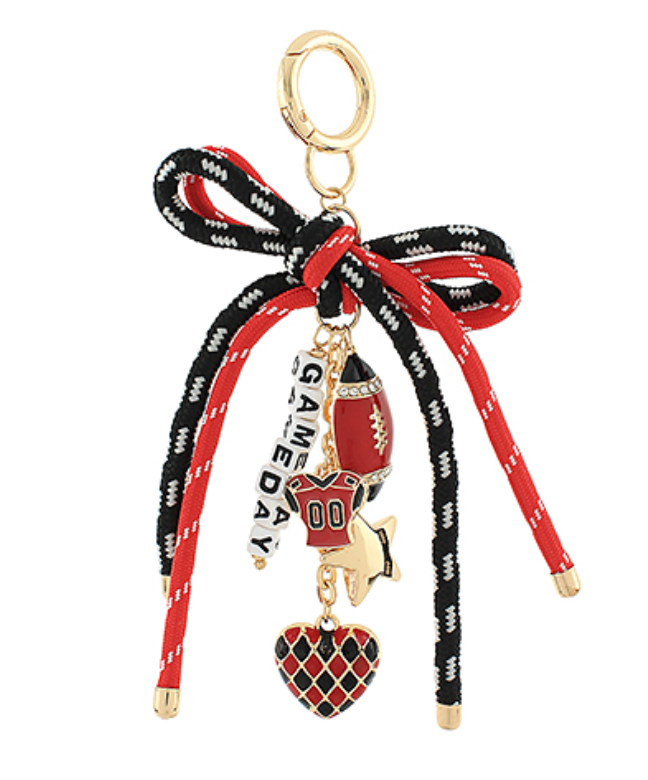 Game Day Bag Charm / Keychain - Red Black
