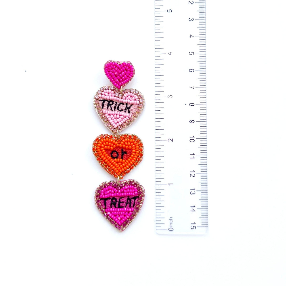 Handmade Trick-Or-Treat Heart Dangle Earrings: Halloween Jewelry