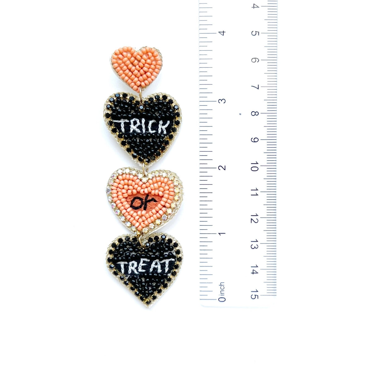 Handmade Trick-Or-Treat Heart Dangle Earrings: Halloween Jewelry