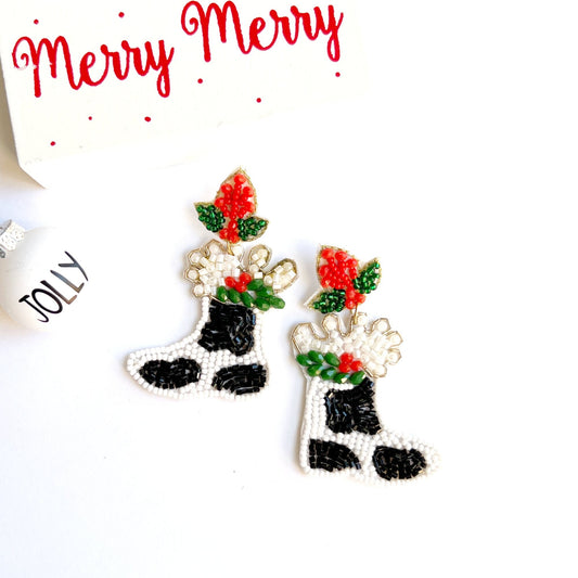 Cow print earrings