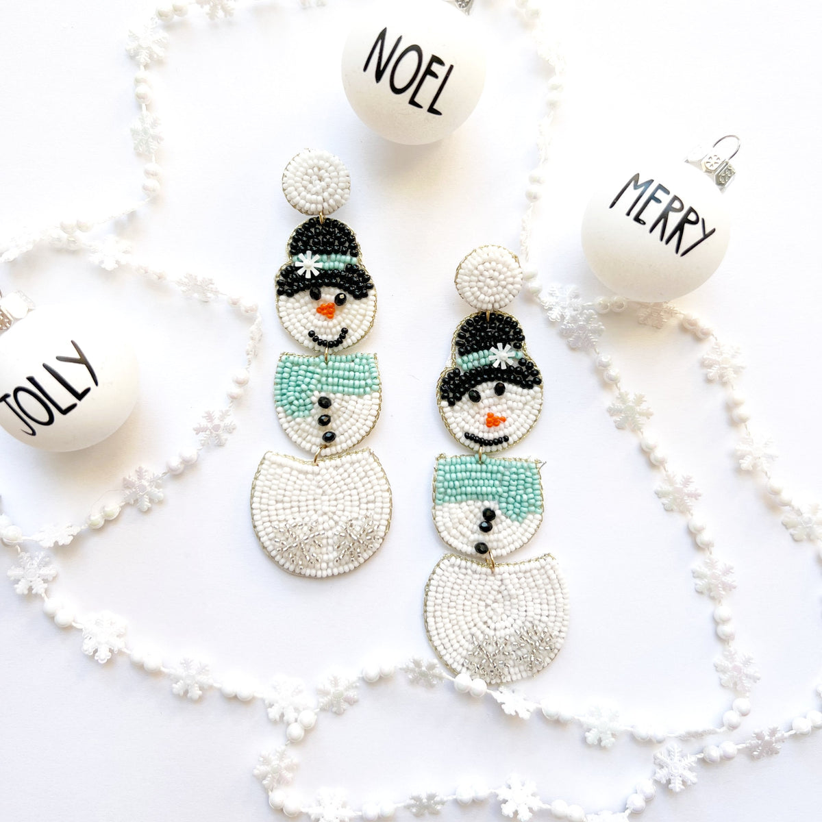 Snowman Beaded Earrings