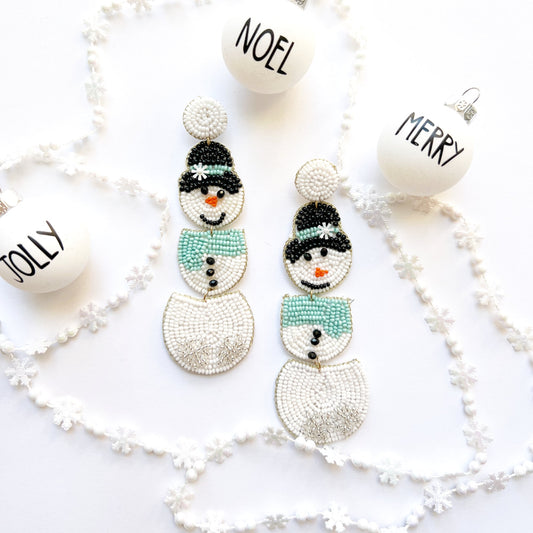 Snowman Beaded Earrings
