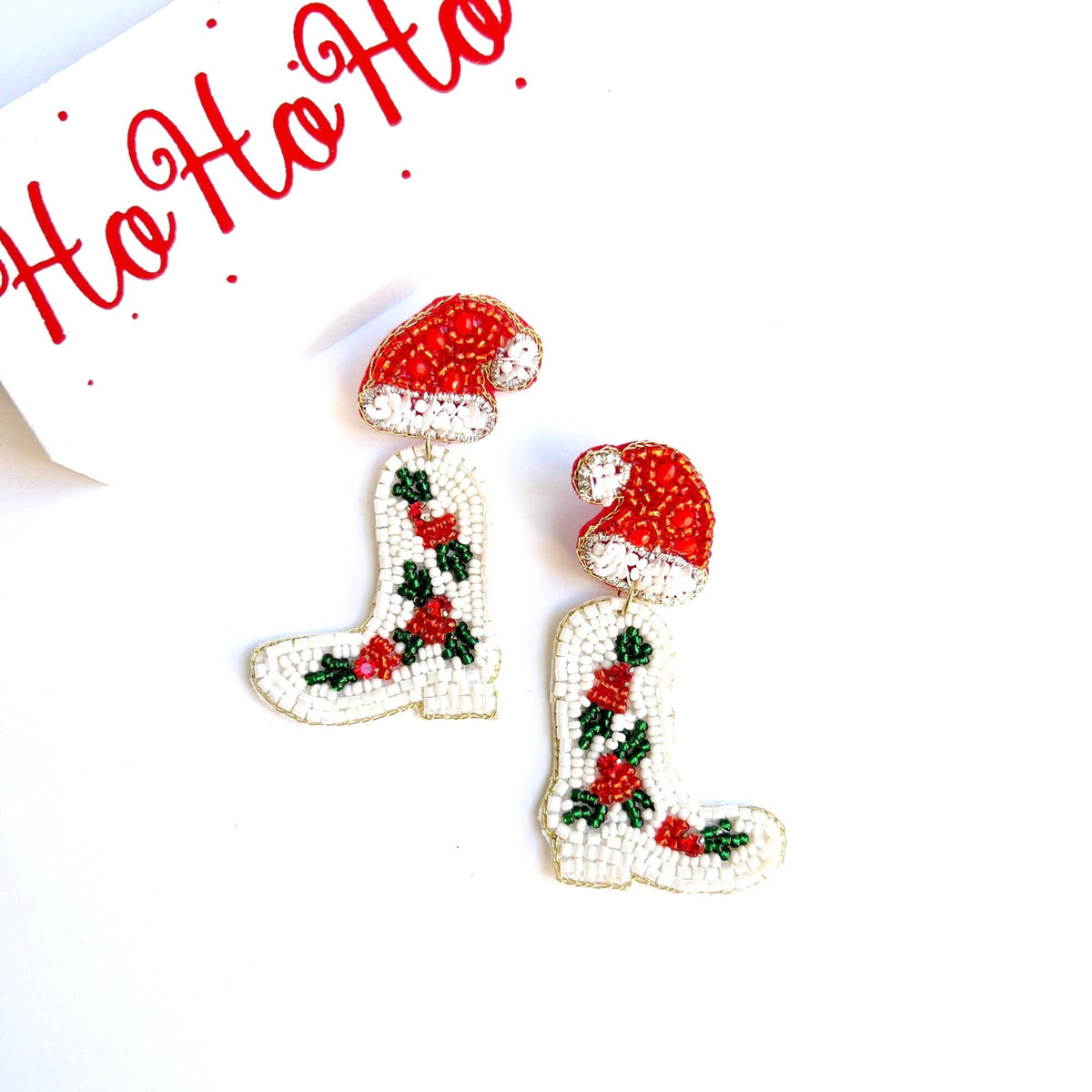 Santa Hat Boot Earrings
