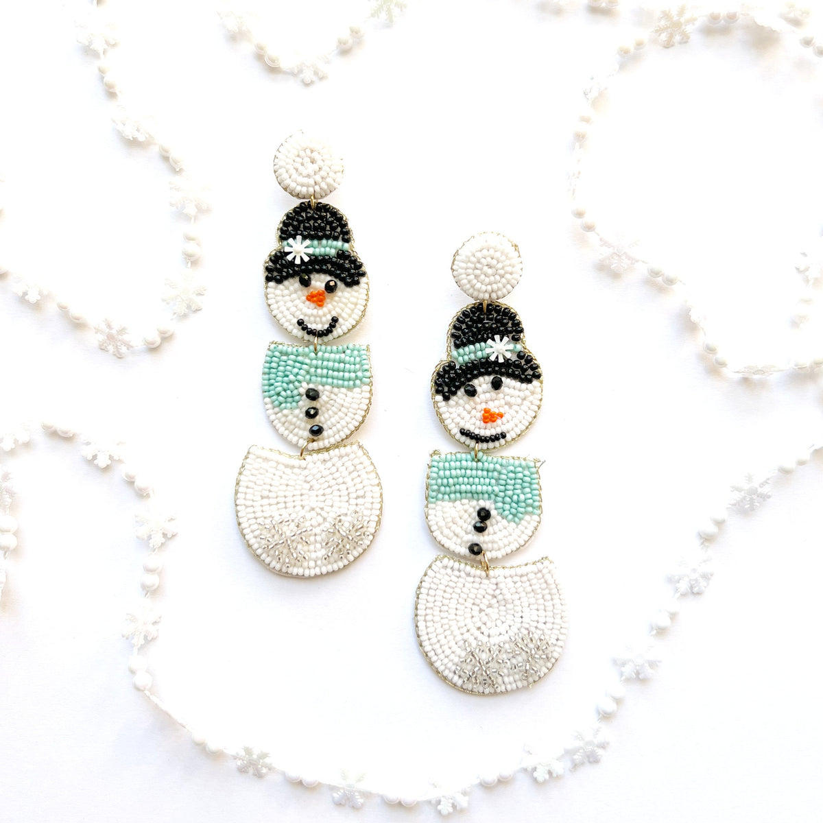 Snowman Beaded Earrings
