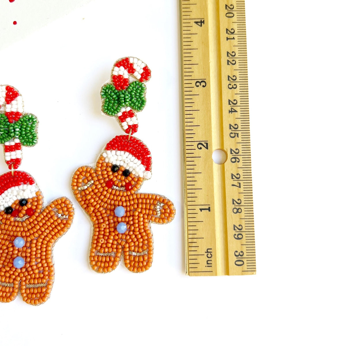 Gingerbread Man Beaded Earrings