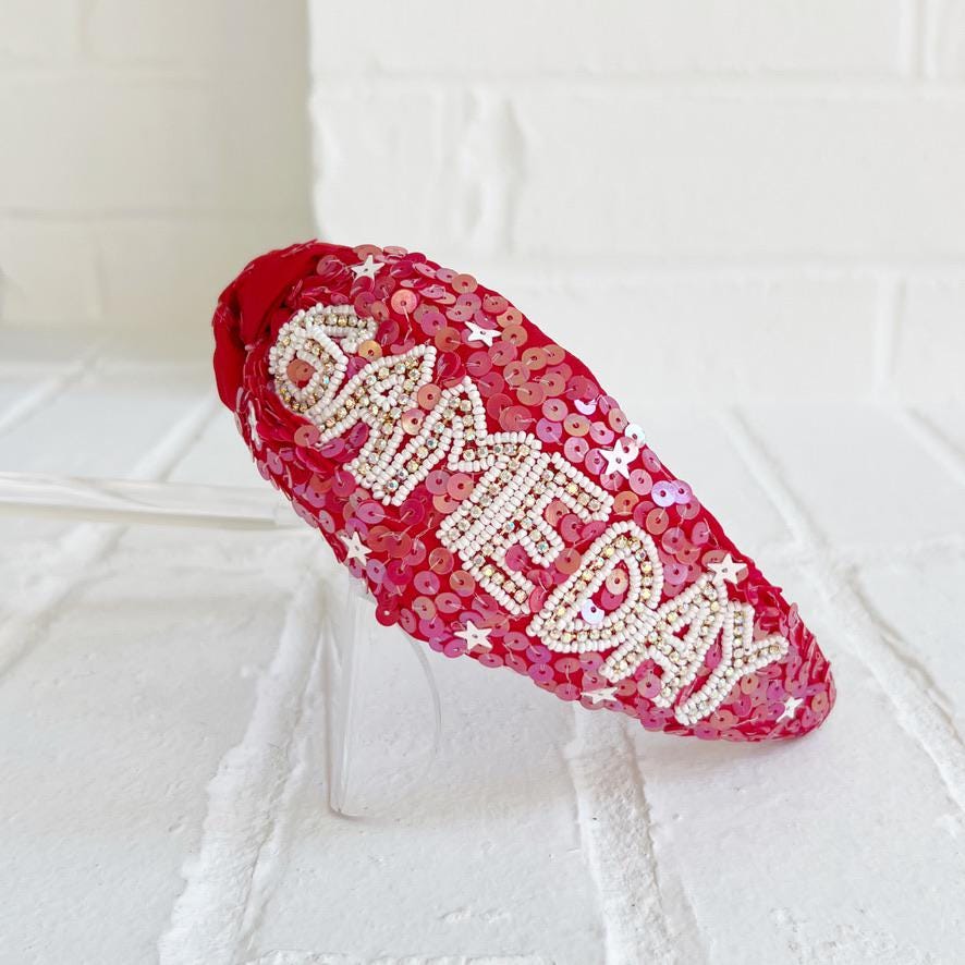 Red Sequin Game Day Headband: Football Sports Headband