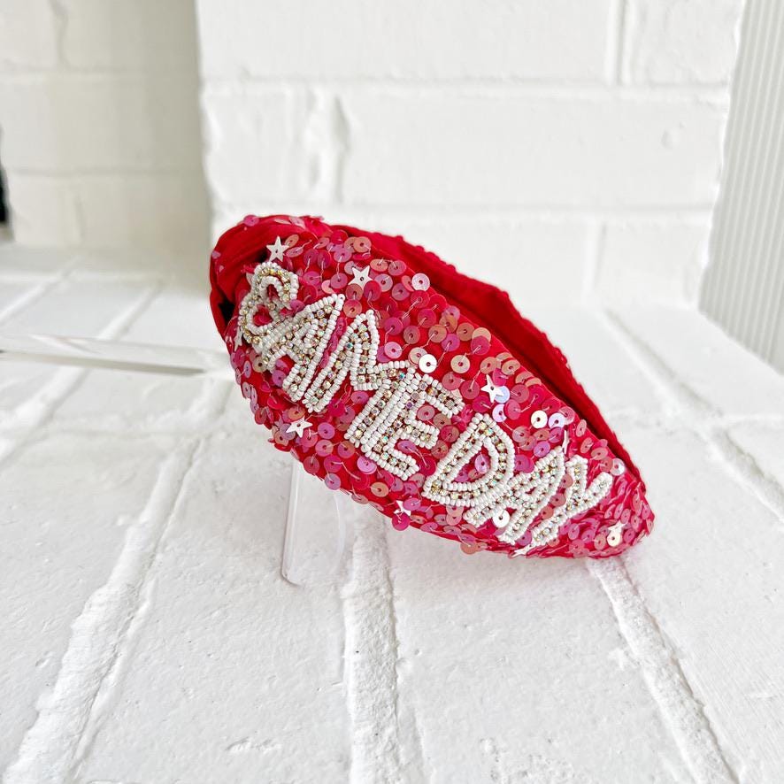 Red Sequin Game Day Headband: Football Sports Headband