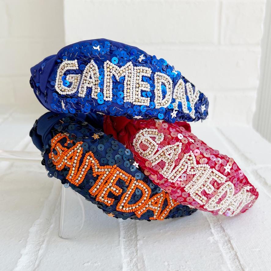 Red Sequin Game Day Headband: Football Sports Headband