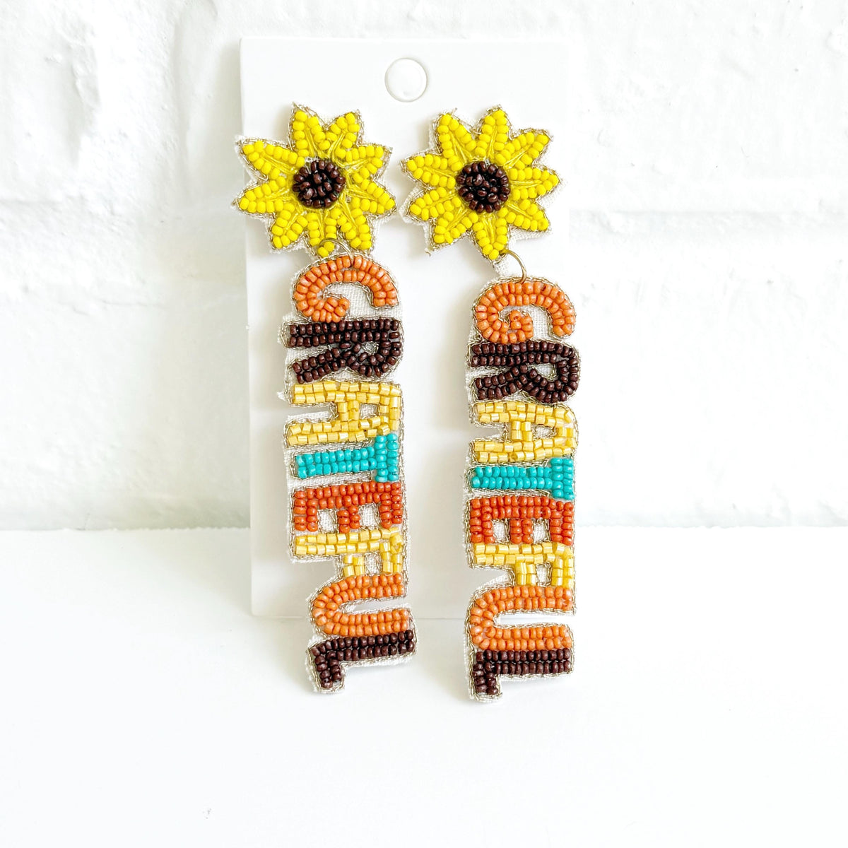 Handmade Grateful Beaded Earrings, Fall Thanksgiving Jewelry