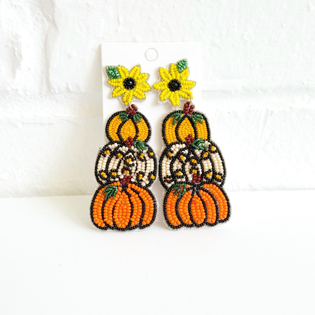 Hand Beaded Fall Pumpkin Earrings, Thanksgiving Jewelry, Fall Accessories